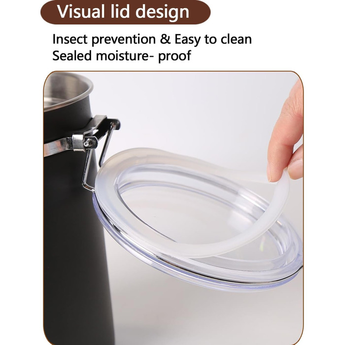 Контейнер для кави та продуктів, 2 шт., 1.2 л, нержавіюча сталь, чорний. BPA-free