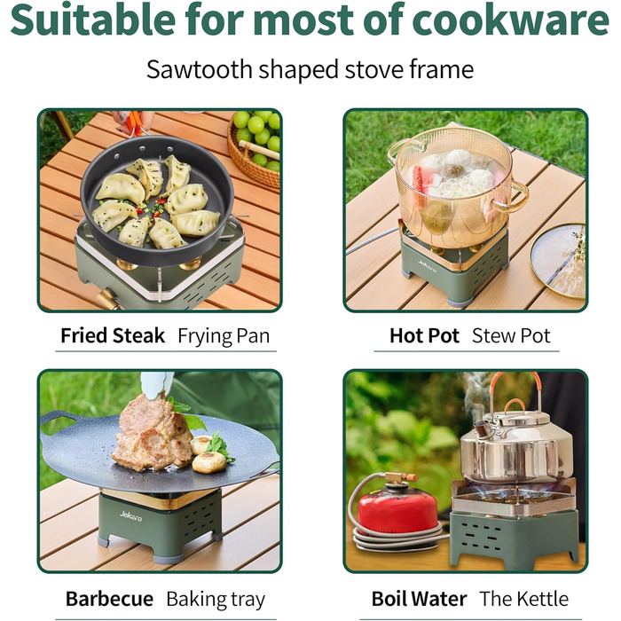 Газовий намет 9000W для кемпінгу, похідний, з нержавіючої сталі, для бутанових картриджів MFS-1a, для пікніків, трекінгу, хайкінгу, з кейсом, зелений