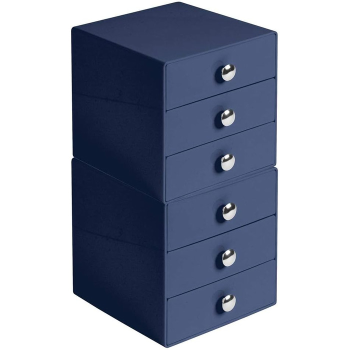 Органайзер для макіяжу iDesign Drawers Високоякісна коробка для зберігання косметики, косметики та Ко Ящик з 3 висувними ящиками Пластик темно-синього кольору