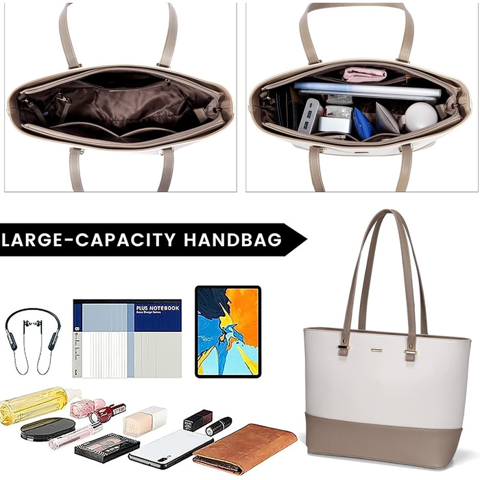 LOVEVOOK Сумка-шопер для жінок, велика сумка на плече, шкіряна сумка LOVEVOOK, 3-частинний набір (C Бежевий Хакі)