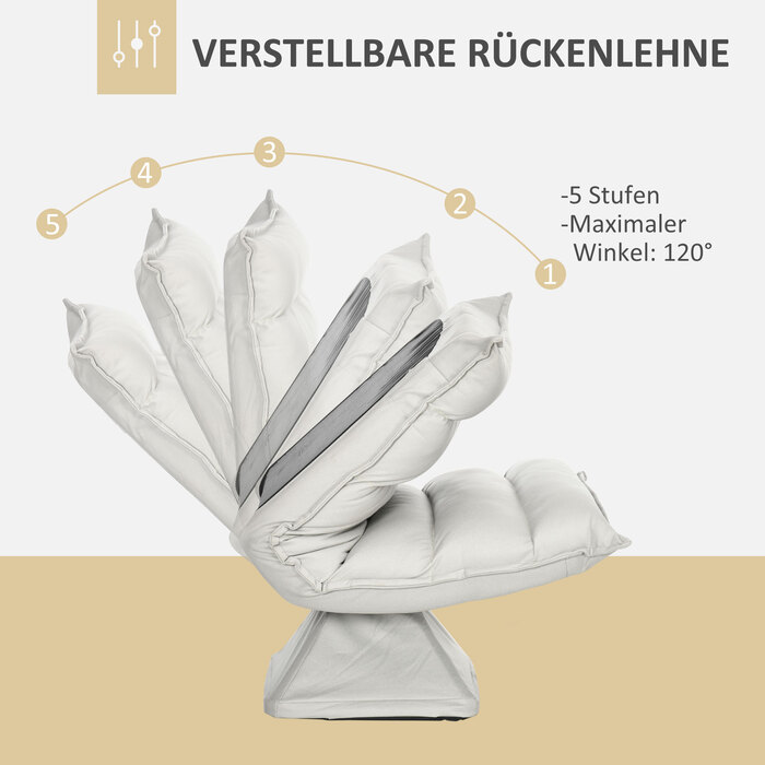 Крісло, поворотне, з регульованою спинкою, з імітацією шкіри, сталевий каркас, світло-сіре, розміри 62 x 70 x 95 см