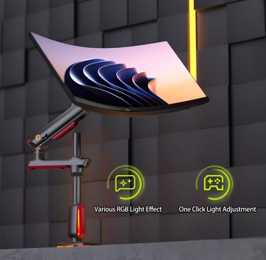 Кріплення для монітора NB Ergonomic RGB, 32-60 дюймів, для широких та вигнутих моніторів, максимальне навантаження 20 кг, VESA 75/100 мм (червоний)