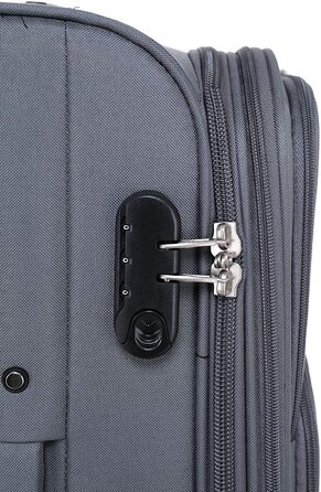 Набір валіз Beibye з тканини, сірий, з передніми кишенями та розширенням об'єму