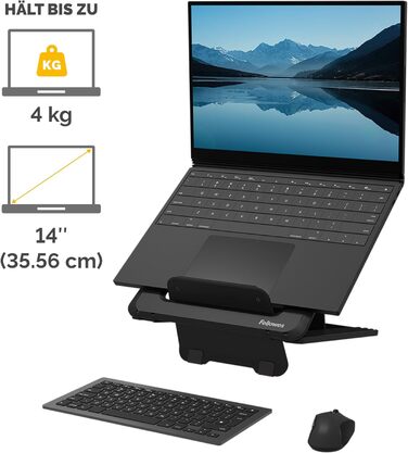Підставка для ноутбука Fellowes Breyta™ 2-в-1 з сумкою - регулювання висоти, екологічна, перероблена, для гібридної роботи