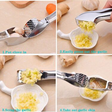 Прес для часнику з нержавіючої сталі - професійний подрібнювач часнику та м'яса, прес для часнику, роздавильник, міцний, з надійною конструкцією, легко миється