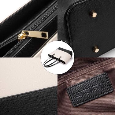 LOVEVOOK Сумка-шоппер для жінок, велика сумка на плече, шкіряна сумка, набір 3 шт. (чорний/бежевий)