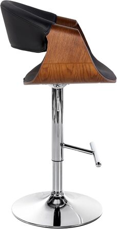 Барний стілець CLP Foley з штучної шкіри, з підлокітниками та спинкою, регульована висота, чорний колір