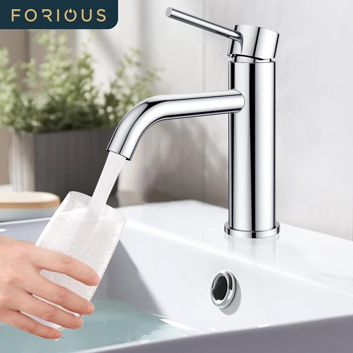 Змішувач для ванної кімнати FORIOUS з комплектом зливу, чорний, висота виливу 190 мм, однорідний, для умивальника, ванної кімнати