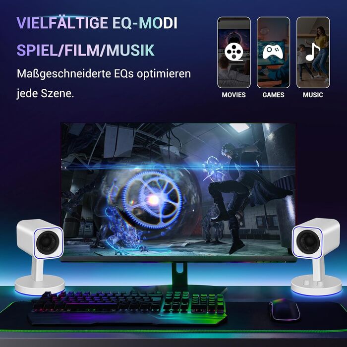 Комп'ютерні ігрові колонки Sanyun SW209 36W з RGB-підсвічуванням, Bluetooth 5.2, USB/AUX, 3 режими EQ (Ігри/Фільми/Музика)