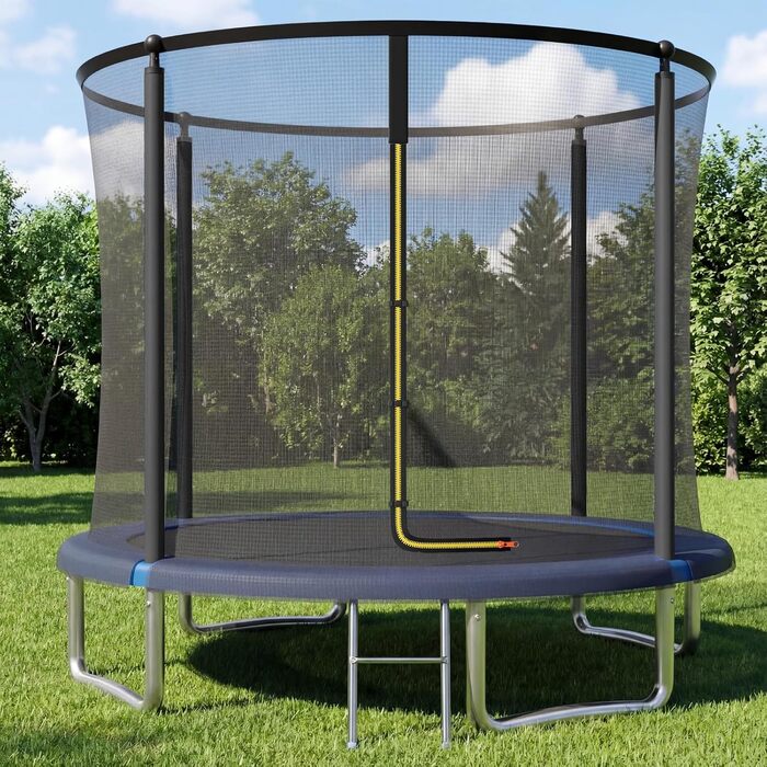 Батут JUMMICO вуличний з захисною сіткою 290 см, блакитний - Комплект з покриттям та аксесуарами для монтажу