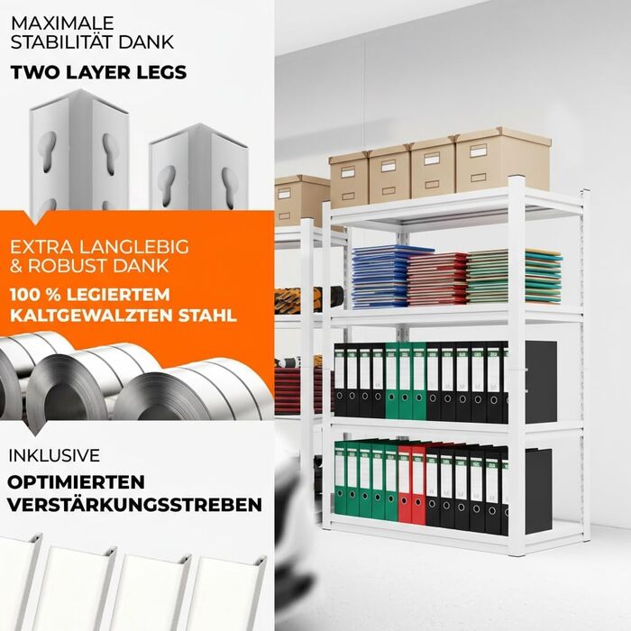 Металевий стелаж з металевими полицями, 5 ярусів, 160x86x45 см. Міцний, швидко збирається, стійкий до плісняви. Ідеально для підвалу та складу.