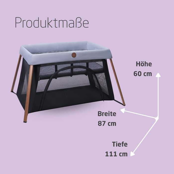 Дитяче ліжко-манеж Maxi-Cosi Iris2 2-в-1, 0-3 роки, до 15 кг, сірий, компактне, легке, з розширеною матрацом