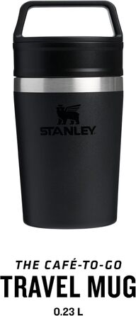 Термокружка Stanley Cafe To Go - 0.23L, чорна - нержавіюча сталь, 4 години тепла, 5 годин холоду