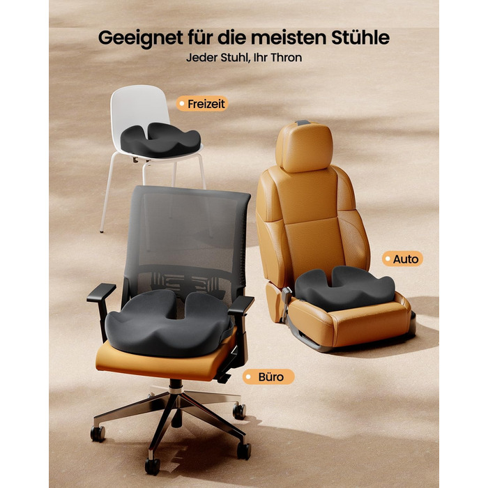 Подушка для офісного крісла ProtoArc, ергономічна подушка для куприка, піна з пам'яті, для інвалідного візка, авто, чорний колір, великий розмір