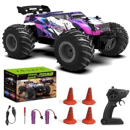 Радіокерований позашляховик FEIMUOSI 1:18 RC Car: LED підсвітка, 2.4GHz, 2 акумулятори, швидкість 20 км/год, для дітей та дорослих, фіолетовий