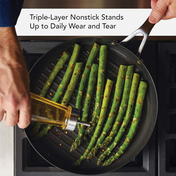 Сковорода-гриль KitchenAid 71012 з тришаровим дном, антипригарне покриття, 26 см (10.25 дюймів)