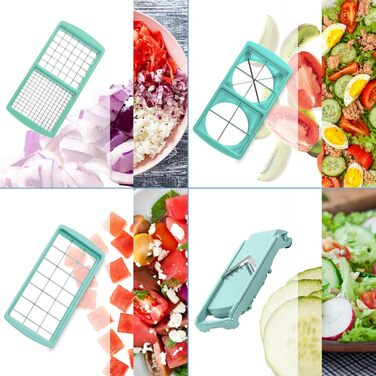 Набір для нарізки овочів Genius Nicer Dicer Fusion, 13 частин, смарагдовий, для нарізки, тертя, кубиків, кухонний аксесуар, 26.5 x 11.5 x 14.5 см