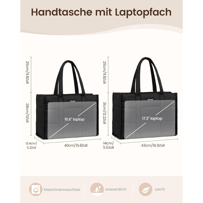 Сумка для ноутбука LOVEVOOK для жінок, велика, шопер, сумка-пуфер, робоча/офісна сумка, тоут, жіночі сумки, сумка для навчання, шкільна сумка, сумка через плече для університету, бізнесу, школи, сіро-зелений колір (17 дюймів, чорний)