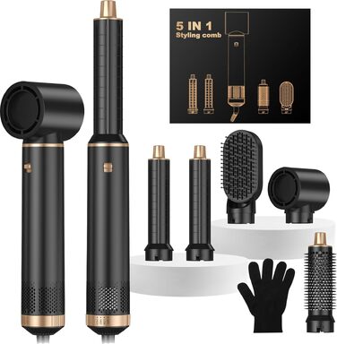 MogaWave Air Styler Pro 6 в 1: Фен-щітка, стайлер для волосся 1000W (Чорний)
