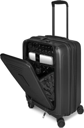 Набір валіз REDOLZ Essentials 14 Black Metallic - 2 шт (S + L) з відділенням для ноутбука | Розширювані валізи для жінок та чоловіків