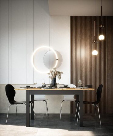 Розсувний обідній стіл Newfurn з дикої дуба та антрациту, 120-160x70 см, для кухні та їдальні