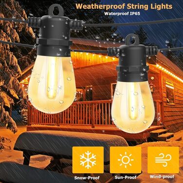 Світлодіодна гірлянда Bomcosy S14 30м для вулиці, IP65, теплий білий 2700K, 100 LED ламп, декор для саду, весілля