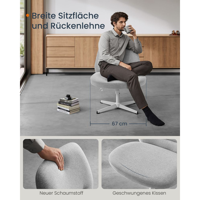 Офісне крісло з широким сидінням і поперечною основою Dove Grey - Dove Grey / з коліщатками