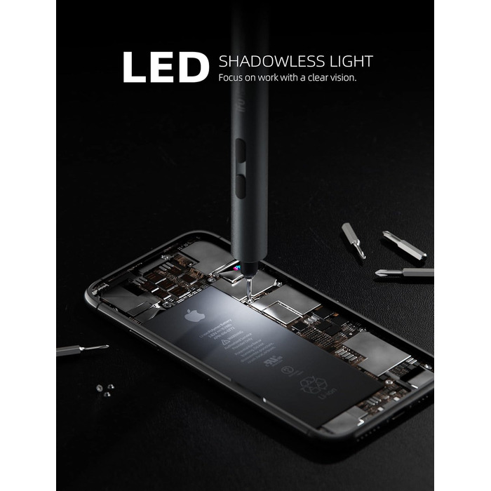 iFu Mini Електричний Шуруповерт Преміум 90 в 1: Точний Набір Викруток з LED Підсвіткою та Магнітними Бітами для Телефонів, Ноутбуків, Годинників, Камер