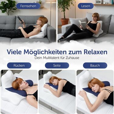 Ортопедична подушка CloudCore Pro з ефектом пам'яті (Memory Foam) для всіх типів сну, синя