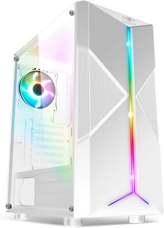 Ігровий корпус Spirit of Gamer Clone III білий, ATX/mATX/ITX, з підсвічуванням RGB, скляна бічна панель, 2 вентилятори 120 мм (1 ARGB), корпус для ПК