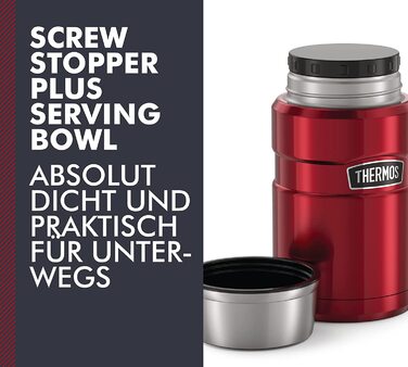 Термос для їжі Thermos Stainless King 710 мл, нержавіюча сталь, червоний, зберігає гаряче 14 годин, холодне 24 години, герметичний, для супу, мюслі, рагу, підходить для посудомийної машини