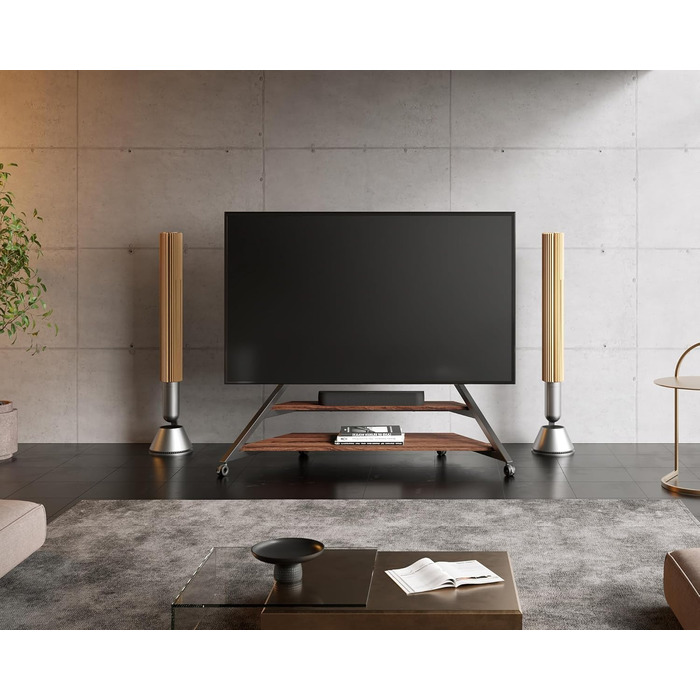 Мобільна TV стійка FITUEYES Design для телевізорів 75-100 дюймів, до 85 кг, регульована висота (14 положень), з полицею та кабель-менеджментом