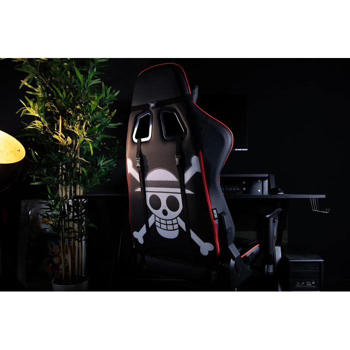 Ігрове крісло Konix One Piece, PU-шкіра, 150° нахил, регульовані підголівник і подушка для попереку, чорний з червоним