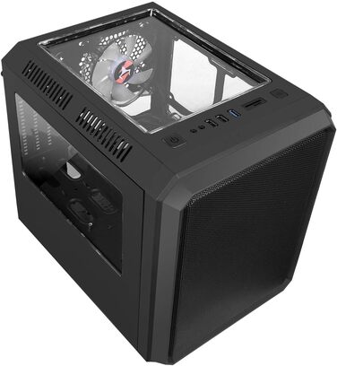 Корпус для ПК iTek QBO 8 EVO Micro ATX з ARGB вентиляторами, USB 3.0, кардрідером, трьома прозорими вікнами, чорний