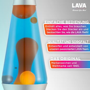 Лавова лампа LAVA® 2125 (14.5 дюймів) — жовтий віск, фіолетова рідина, срібляста основа та кришка, оригінальна декоративна лампа руху