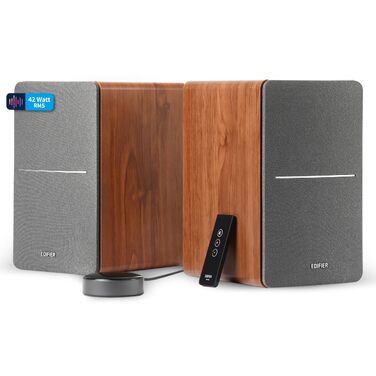 Активні WiFi-колонки Edifier R1280T+WiiM Mini, 42 Вт, Multiroom, Bluetooth, Hi-Res Audio 24Bit/96kHz, DSP, оптичний вхід, пульт, дерево