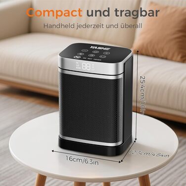 Електричний керамічний обігрівач YASHE 1500W з дистанційним керуванням, термостатом, таймером та функцією обертання 70°, чорний