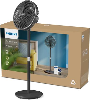 Вентилятор підлоговий Philips Series 5000 CX5535/11 з пультом, таймером, 3 швидкостями, 40 Вт, чорний
