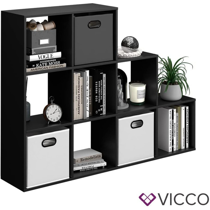 Сходова етажерка Vicco, чорна, 142.2 x 107.8 см – стелаж для зберігання