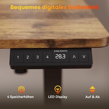 Регульований стіл WALKINGDESK для дому та офісу: електричний, з пам'яттю, 140x60 см, рустикальний коричневий