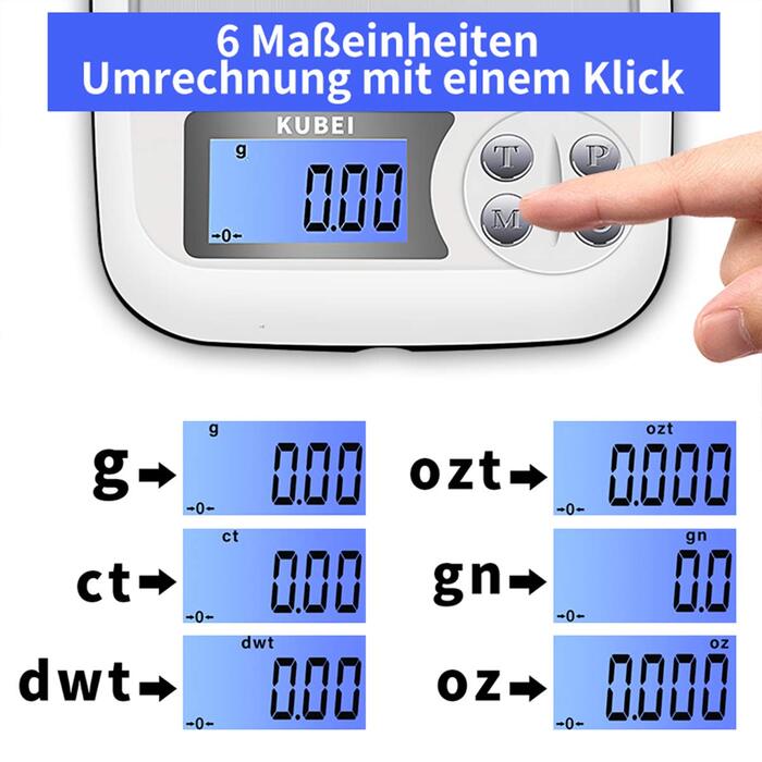 KUBEI електронні кухонні ваги 1 кг/0,01 г з USB зарядкою, високоточна цифрова вага з нержавіючої сталі для кухні, ювелірних виробів, монет, порошків