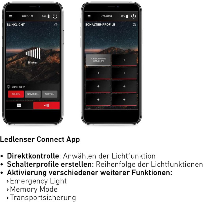 Налобний ліхтар Ledlenser H7R Signature, 1200 лм, LED, акумуляторний, водонепроникний IP67, фокусування, Bluetooth, USB-зарядка, для шолома, MTB, для туризму