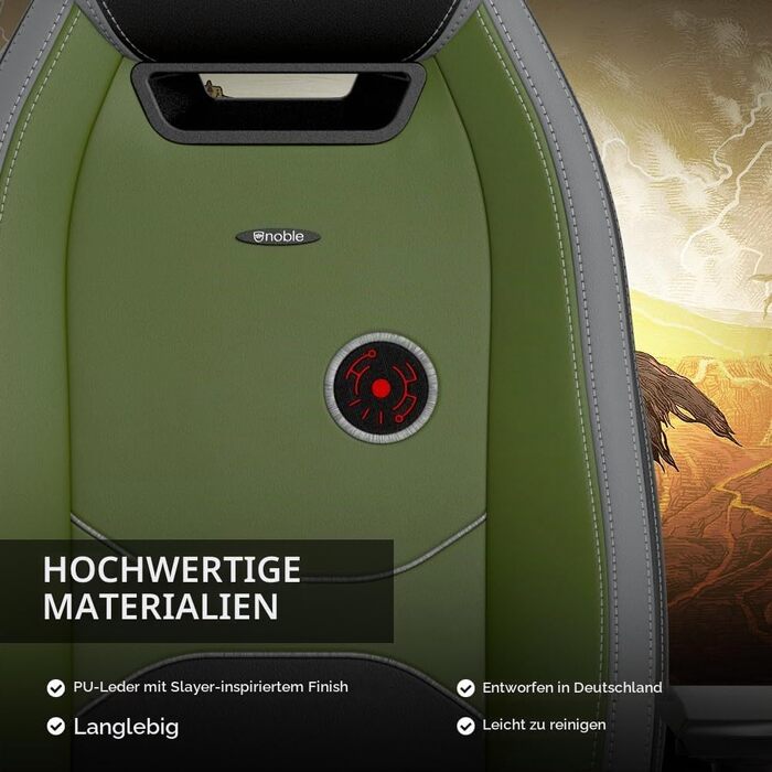 Ігрове крісло noblechairs Legend Doom: The Dark Ages Edition — ергономічний офісний стілець з підтримкою попереку, 4D-підлокітниками та шкіряним покриттям PU, до 150 кг