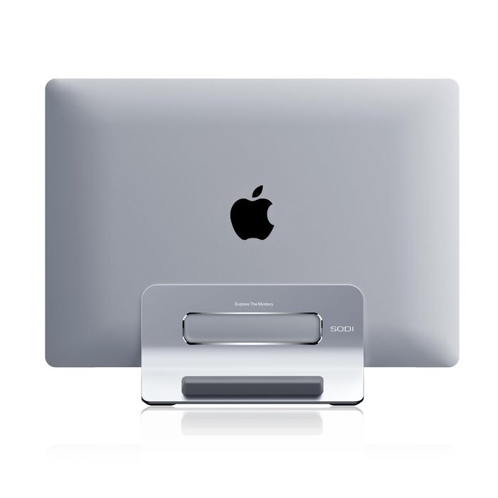 Підставка для ноутбука SODI вертикальна, автоматична, з алюмінію, для MacBook Pro/Air, ноутбуків, планшетів, телефонів (срібна)