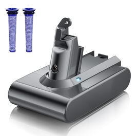 Акумулятор для пилососа Dyson V6 (DC58, DC59, DC61, DC62, DC72, DC74 Animal) + 2 фільтри, Сірий 6.0