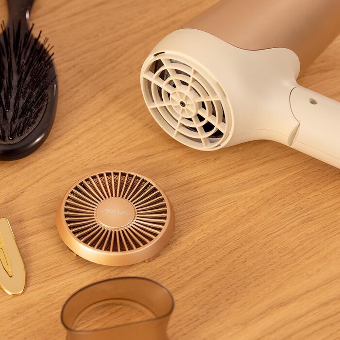 Фен для волосся Cecotec IoniCare Power&Go Black, 2400 Вт, з іонізацією та сумкою для зберігання, колір шампань