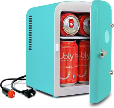 Koolatron Retro Mini Холодильник 4L: Стильний міні-холодильник для дому, авто, кімнати, косметики, напоїв та дитячого харчування. 12V DC