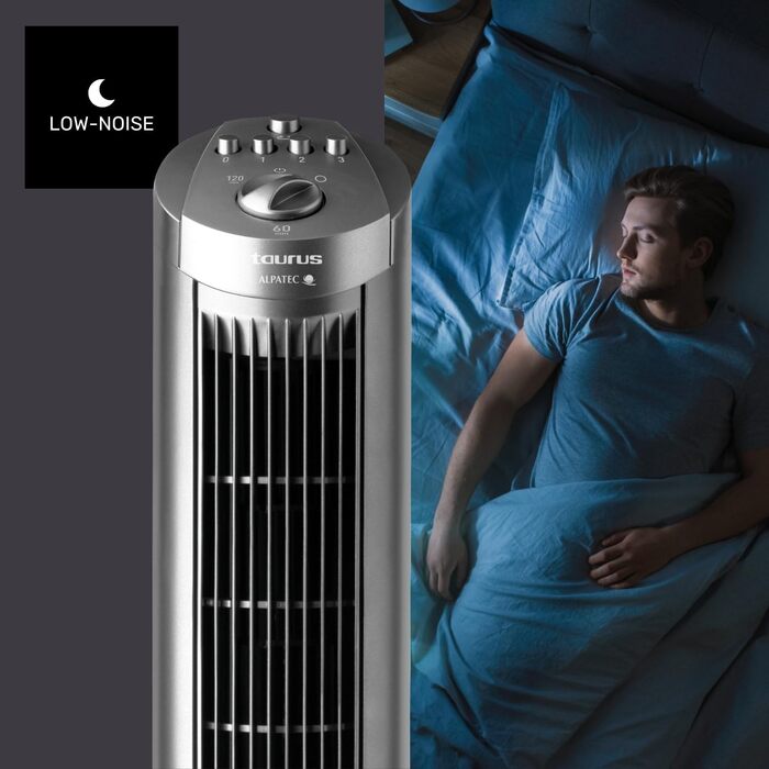 Вентилятор вежний Taurus Babel RCH 50W, 86 см, сірий: 4 режими, таймер, пульт, сенсорний екран