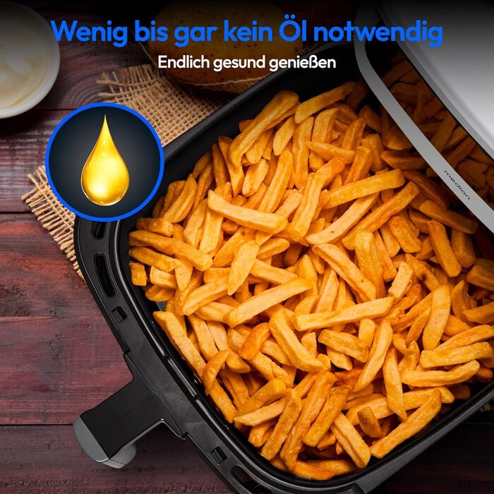 Аерофритюрниця MEDION P10 XL Duo 6,8 л, 2150 Вт, XXL Airfryer з двома нагрівальними елементами, 9 програмами та сенсорним керуванням, біла
