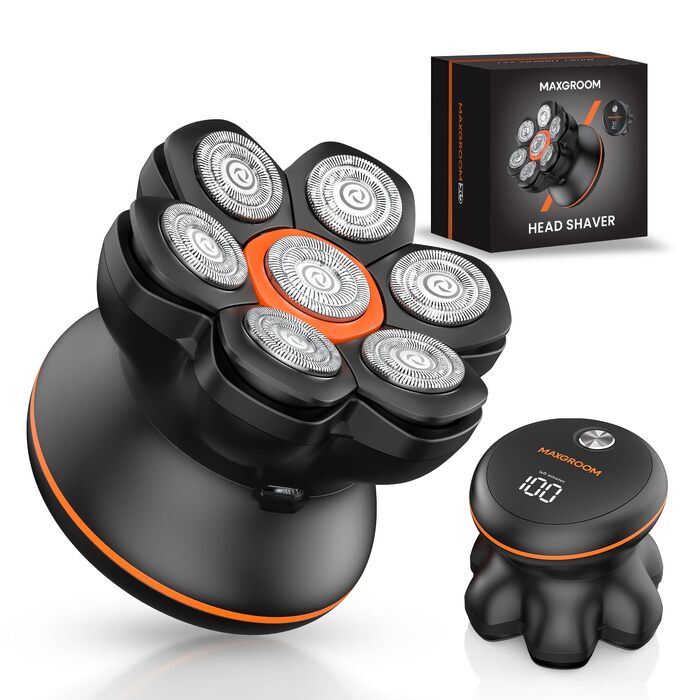 Машинка для гоління голови MAXGROOM Herren 7D, водонепроникна IPX6, з USB-C зарядкою, чорна